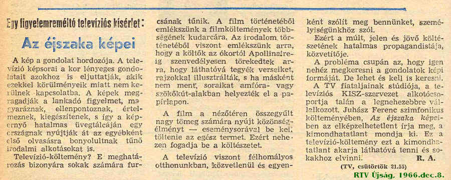 Az �jszaka k�pei (1966) - Rtv